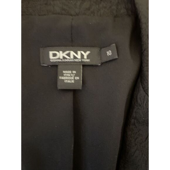 Dkny black Embossed Textured Womens Blazer Size 10 Made In Italy - Picture 6 of 15